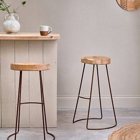 Loko Mango Wood Stool - Tall-nkuku