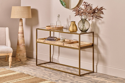 Luzon Iron & Mango Wood Display Console Table-nkuku