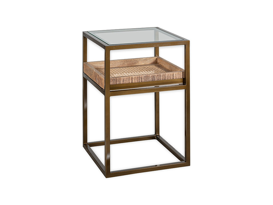 Luzon Iron & Mango Wood Display Side Table - Brass