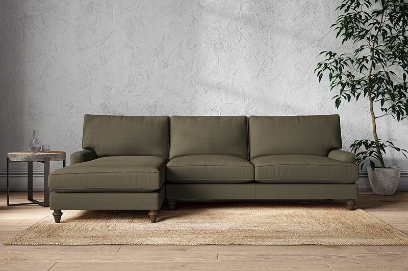 Marri Grand Left Hand Chaise Sofa - Recycled Cotton Fatigue