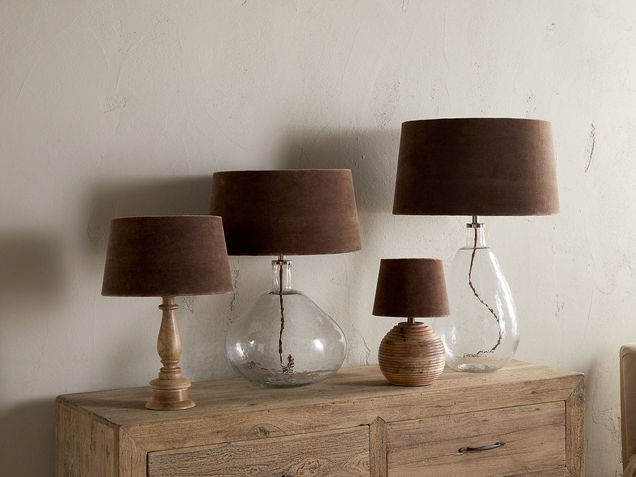 Mendai Velvet & Linen Lampshade - Mocha