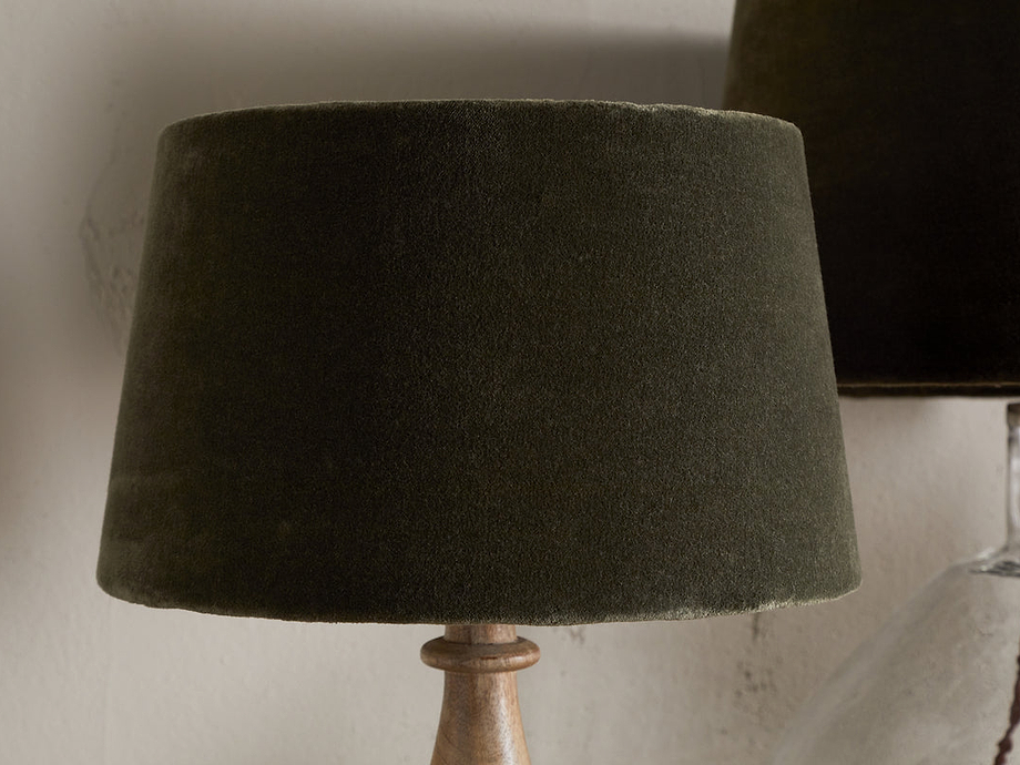 Mendai Velvet & Linen Lampshade - Moss Green