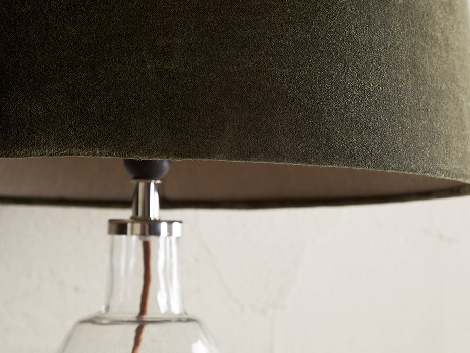 Mendai Velvet & Linen Lampshade - Moss Green