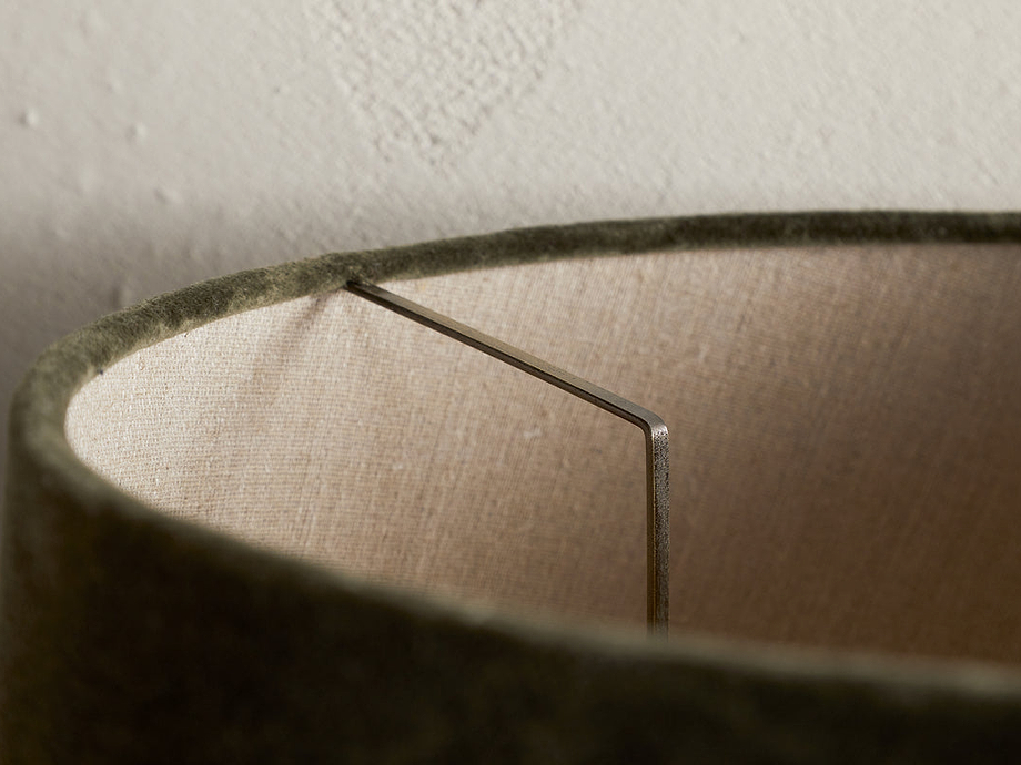 Mendai Velvet & Linen Lampshade - Moss Green