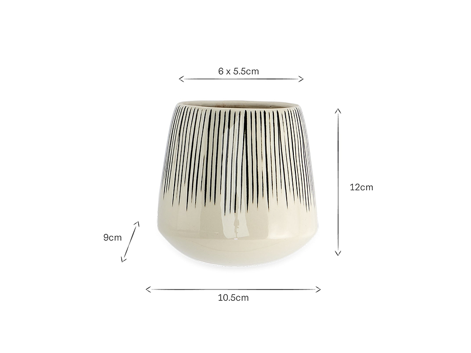 Matamba Ceramic Wall Hung Planter - Black Lines
