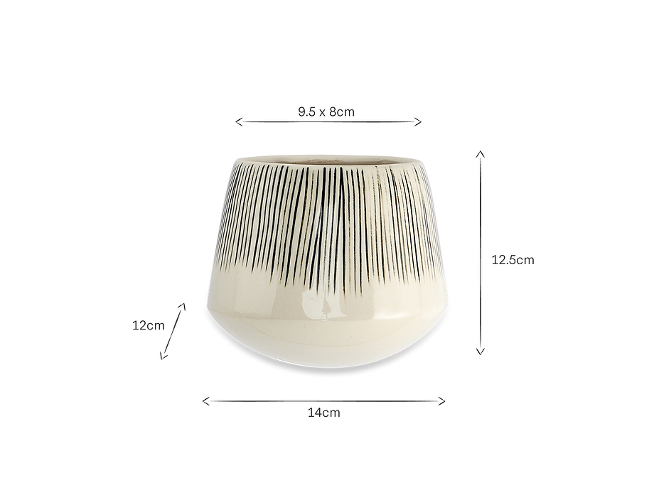 Matamba Ceramic Wall Hung Planter - Black Lines