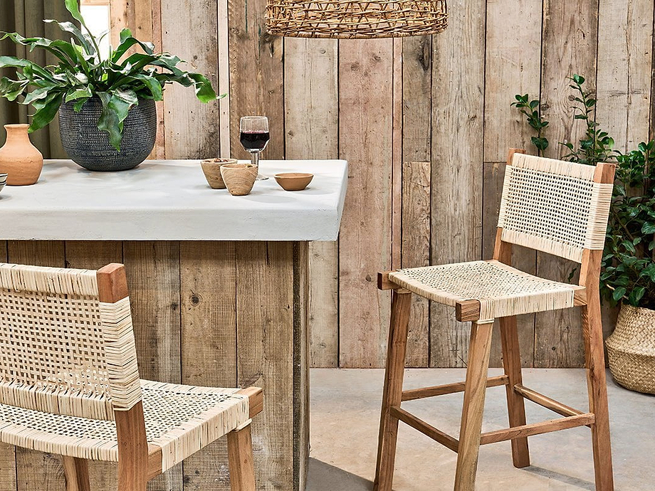 Madrisana Acacia & Rattan Bar Stool