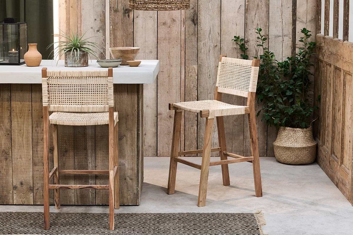 Madrisana Acacia Rattan Bar Stool
