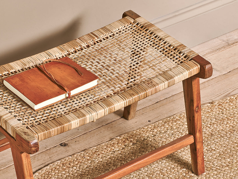 Madrisana Acacia & Rattan Footstool