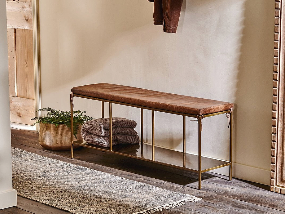 Mahi Iron & Leather Bench