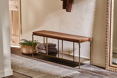 Nkuku STORAGE FURNITURE Mahi Iron & Leather bench