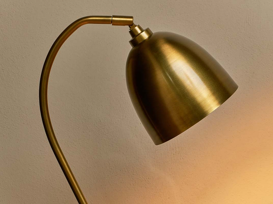 Mahra Marble & Metal Desk Lamp - Antique Brass & Brown