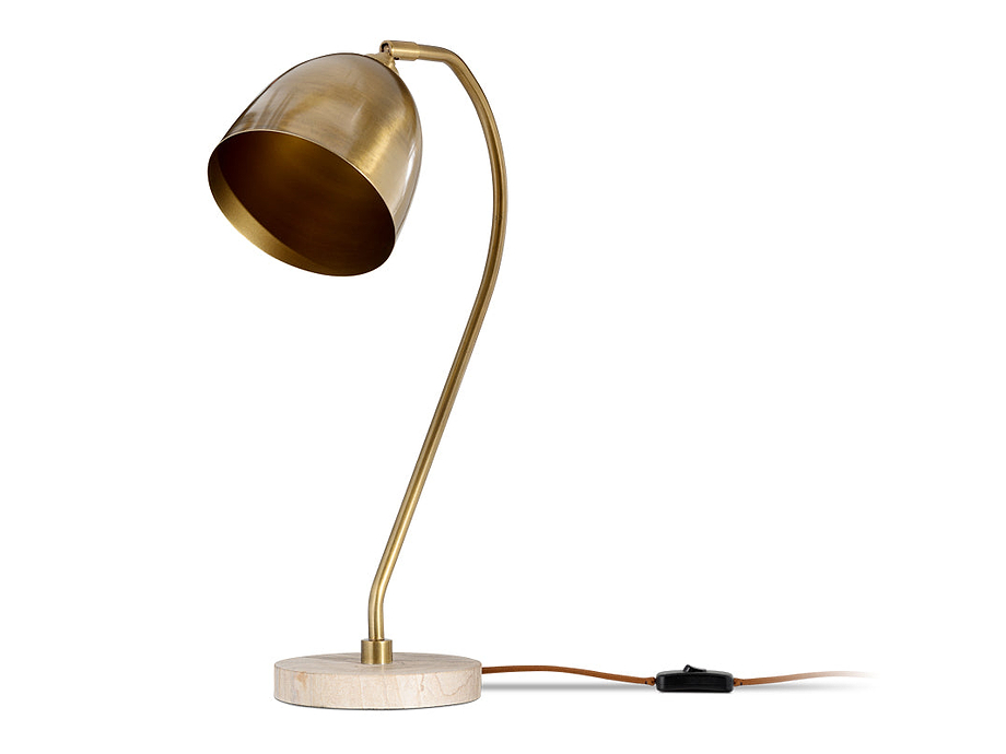 Mahra Marble & Metal Desk Lamp - Antique Brass & Brown