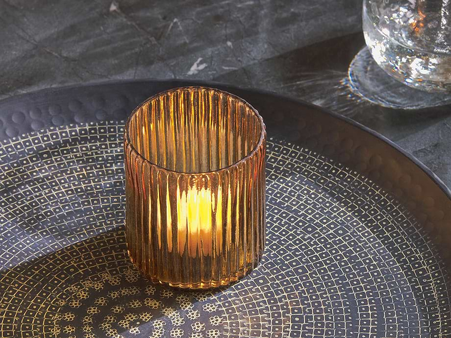 Malana Recycled Glass Candle Holder - Smoke Brown