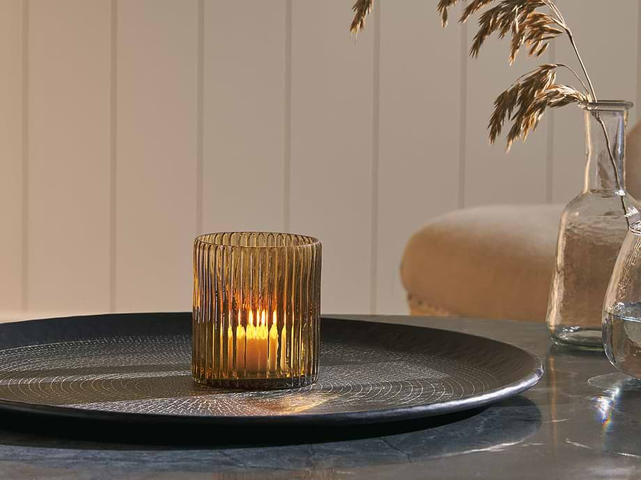 Malana Recycled Glass Candle Holder - Smoke Brown