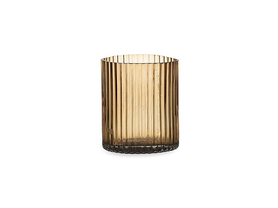Malana Recycled Glass Candle Holder - Smoke Brown