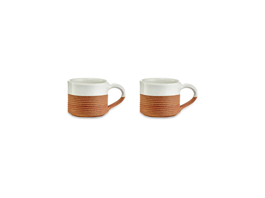 Mali Ribbed Espresso Mug - White (Set of 2)