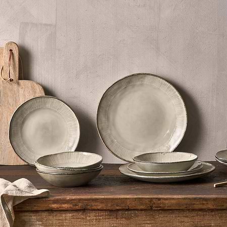 Malia Dinnerware Set - Cream (Set of 12)-nkuku