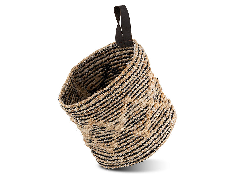 Mannu Cotton & Hemp Wall Hung Basket - Natural & Black