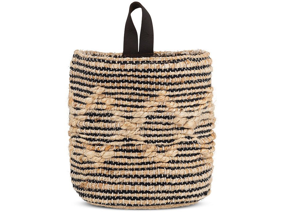 Mannu Cotton & Hemp Wall Hung Basket - Natural & Black
