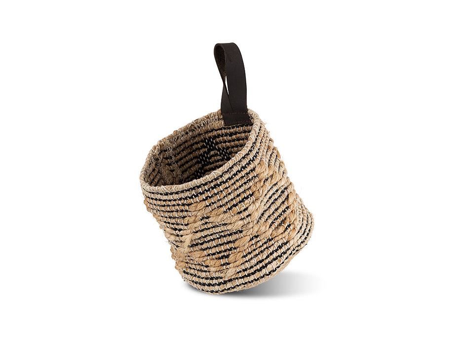 Mannu Cotton & Hemp Wall Hung Basket - Natural & Black