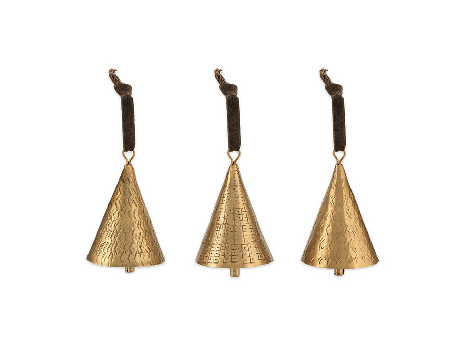 Manya Metal Bell Baubles - Brass - (Set of 3)