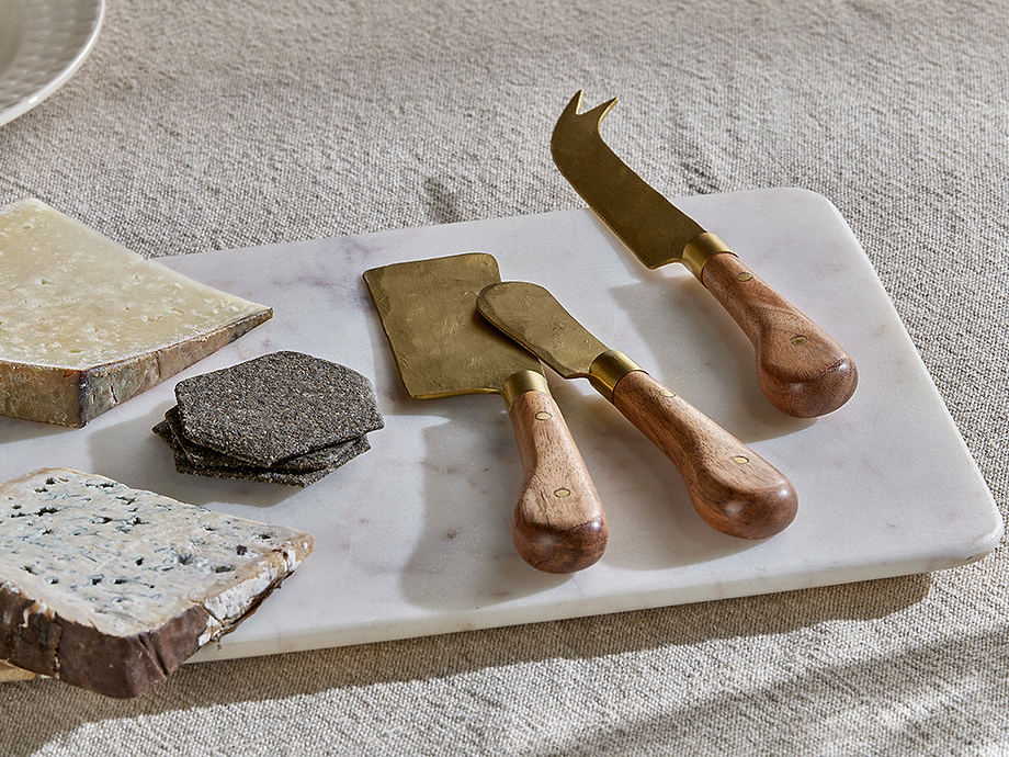 Maram Cheese Knife Set - Natural & Gold (Set of 3)