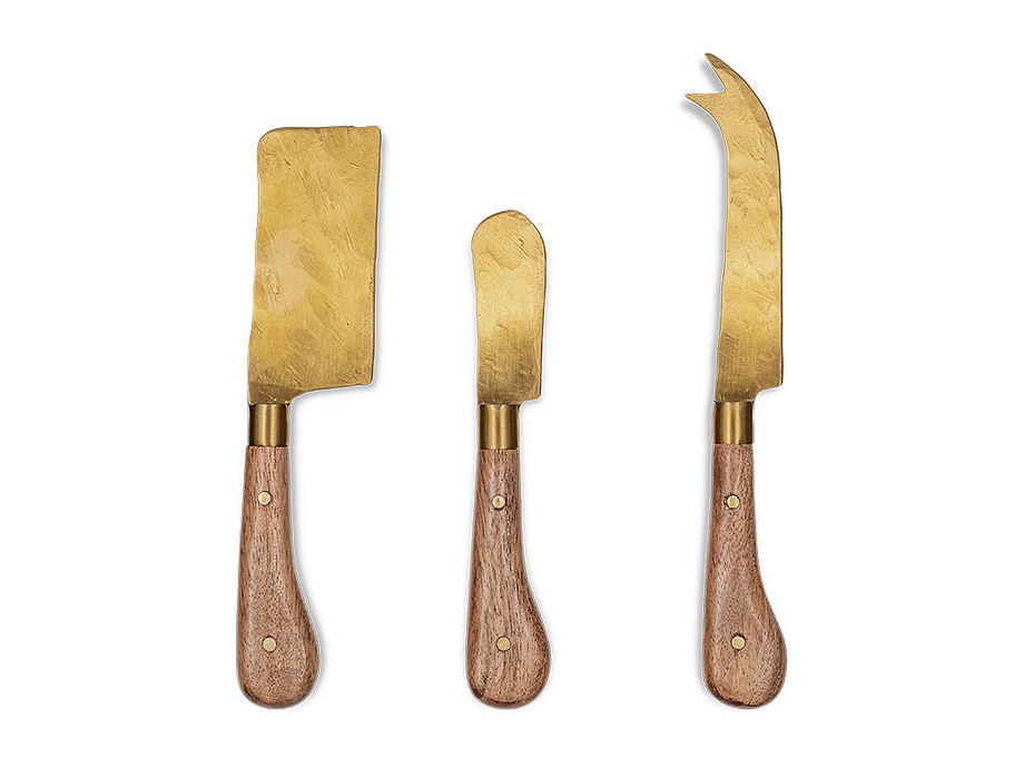 Maram Cheese Knife Set - Natural & Gold (Set of 3)