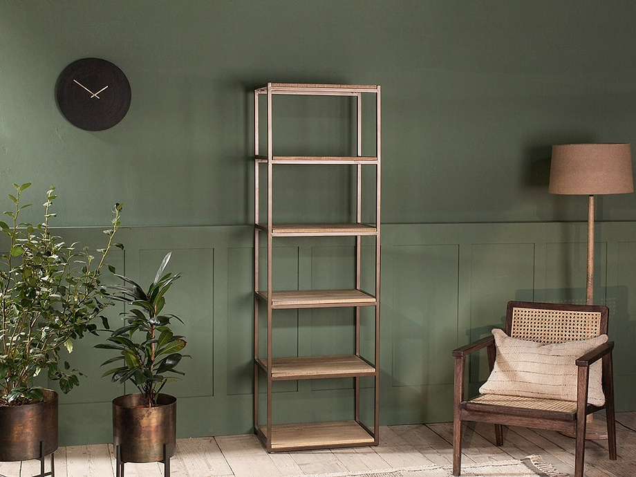 Marjori Mango Wood And Iron Standing Shelves - Narrow