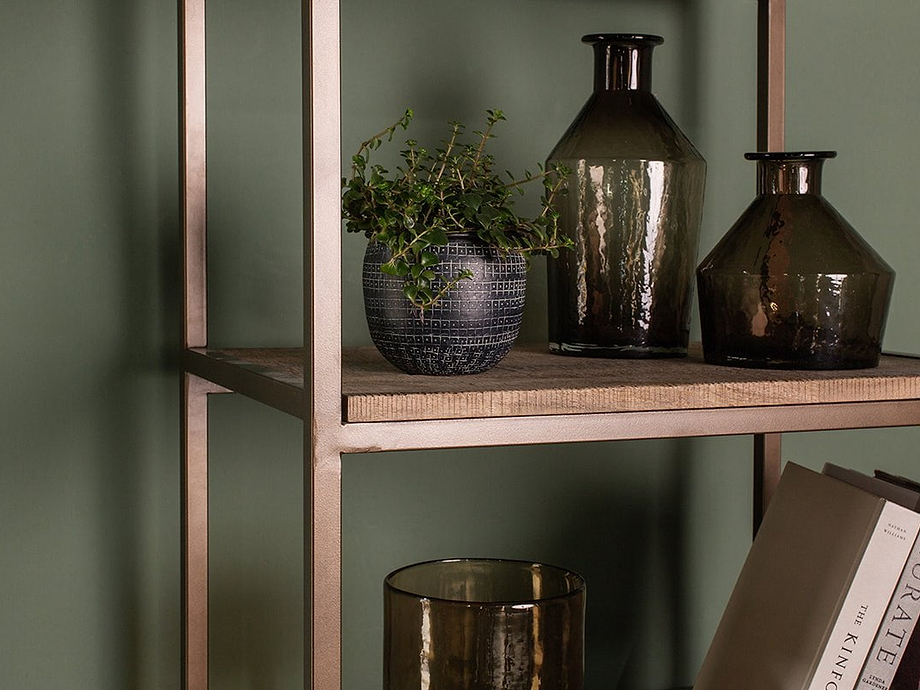 Marjori Mango Wood And Iron Standing Shelves - Narrow