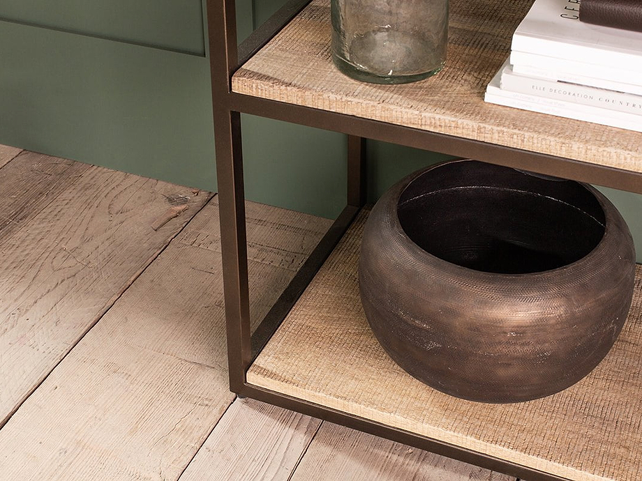 Marjori Mango Wood And Iron Standing Shelves - Narrow