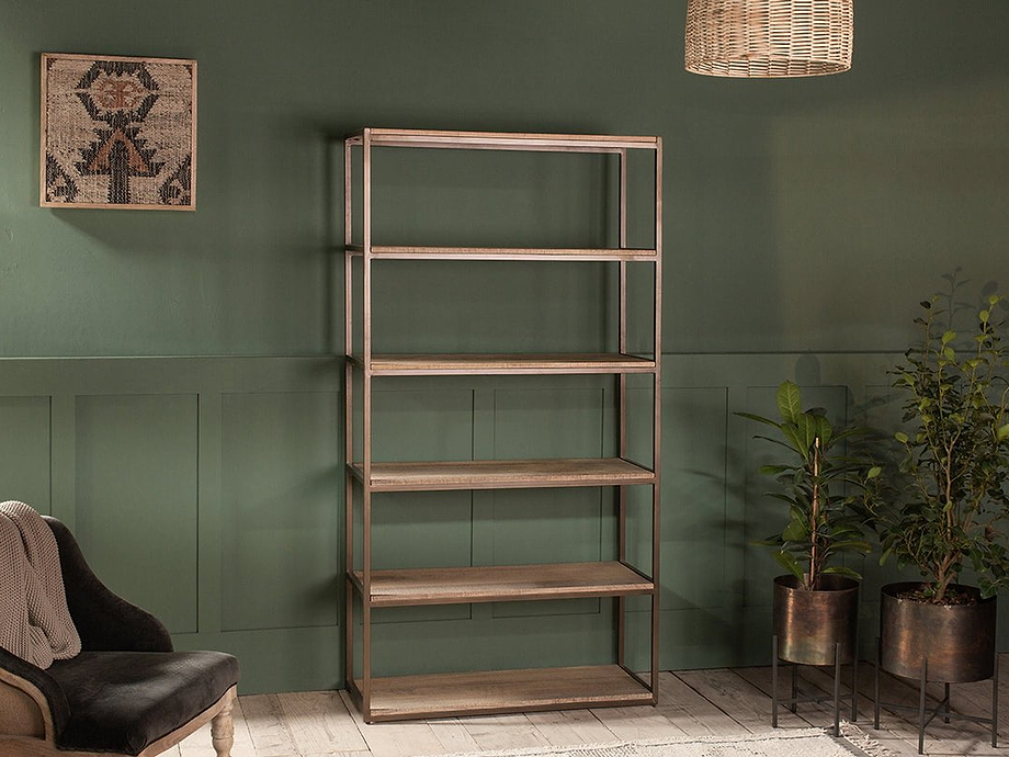 Marjori Mango Wood And Iron Standing Shelves - Wide