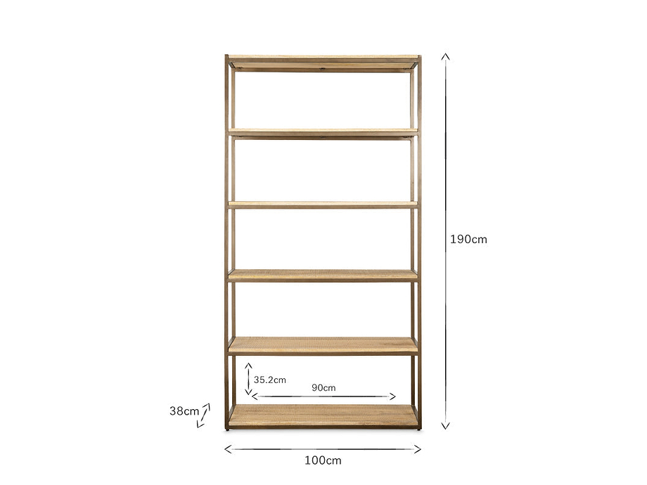 Marjori Mango Wood And Iron Standing Shelves - Wide