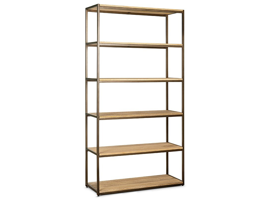 Marjori Mango Wood And Iron Standing Shelves - Wide