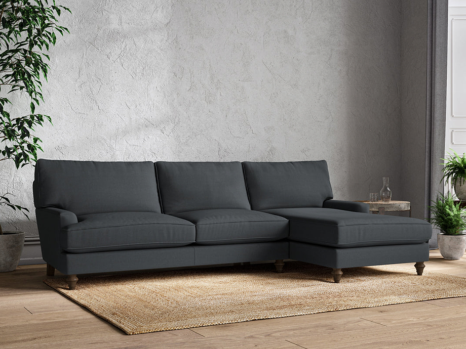 Marri Grand Right Hand Chaise Sofa - Recycled Cotton Thunder