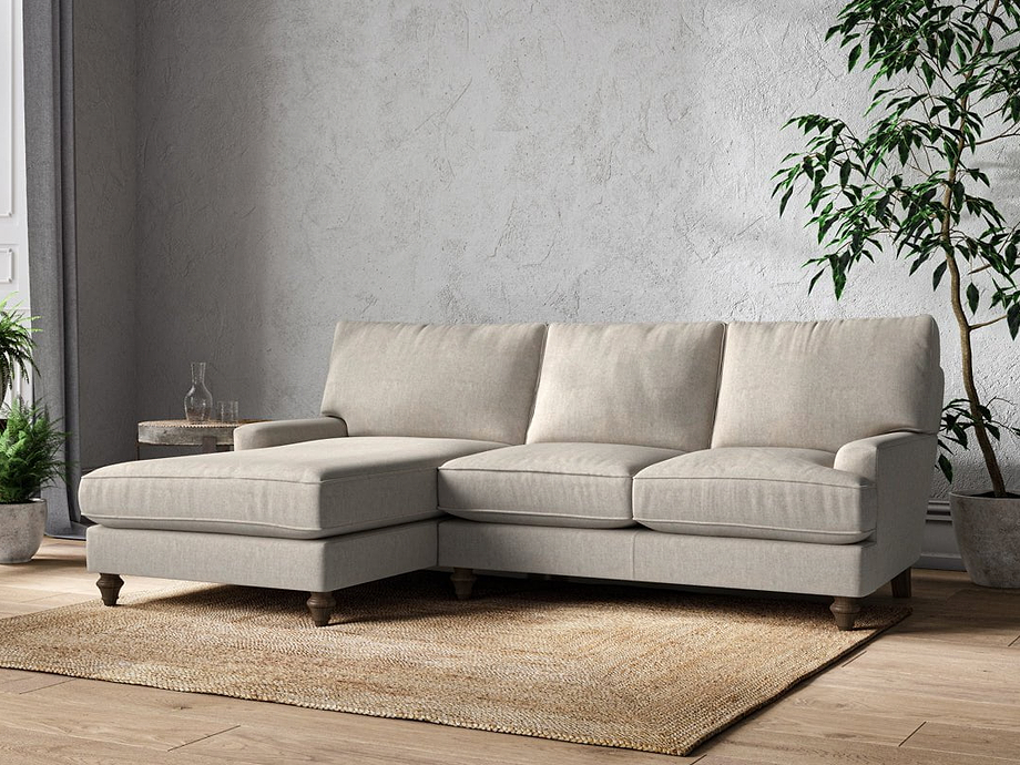 Marri Large Left Hand Chaise Sofa - Brera Linen Natural