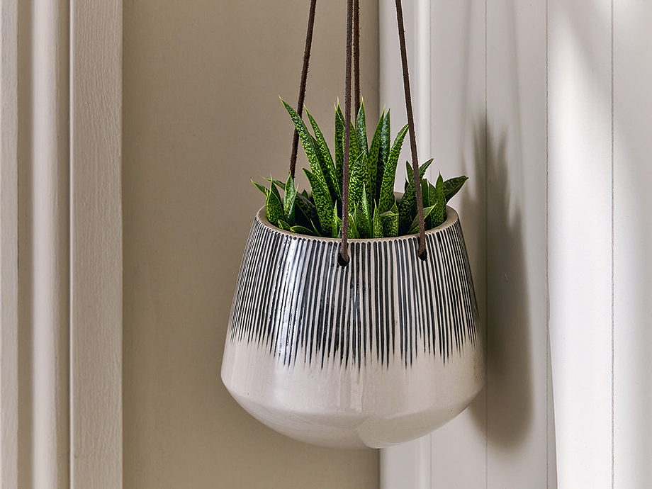 Matamba Ceramic Hanging Planter - Lines