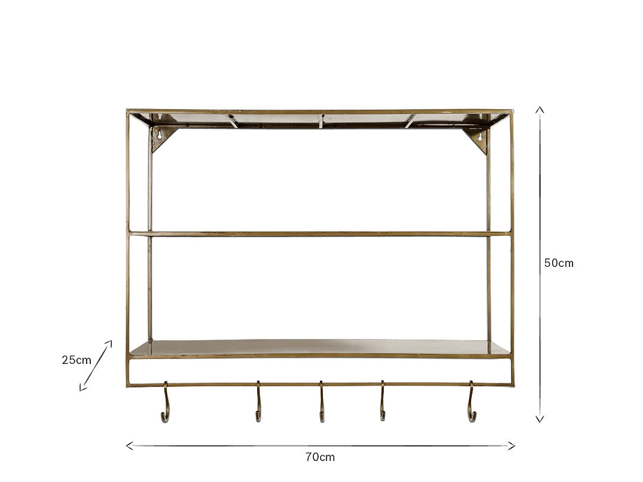 Meghana Iron Shelf With Hooks - Wide