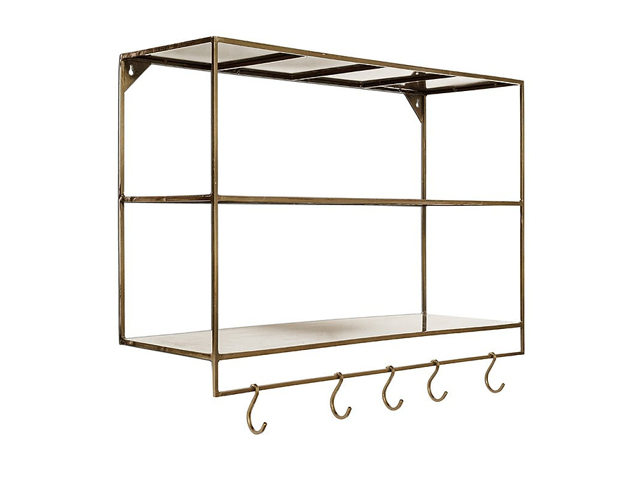 Meghana Iron Shelf With Hooks - Wide