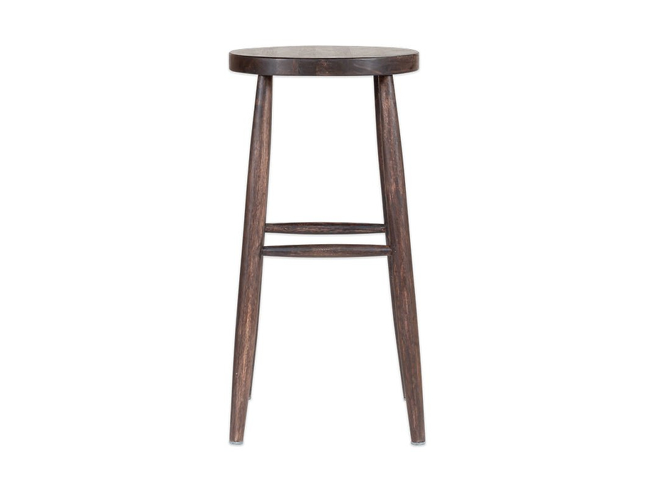 Mengwi Mango Wood Round Bar Stool - Dark Brown