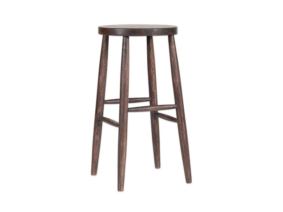 Mengwi Mango Wood Round Bar Stool - Dark Brown