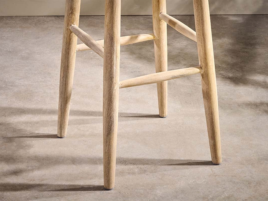 Mengwi Mango Wood Round Bar Stool - Natural