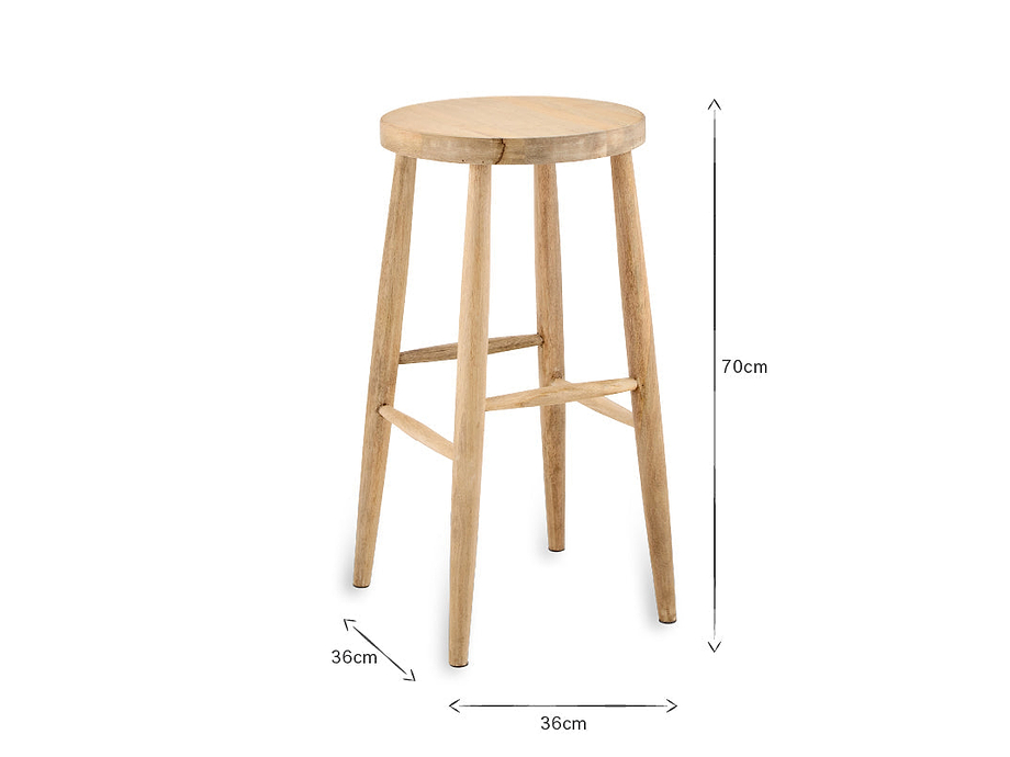 Mengwi Mango Wood Round Bar Stool - Natural