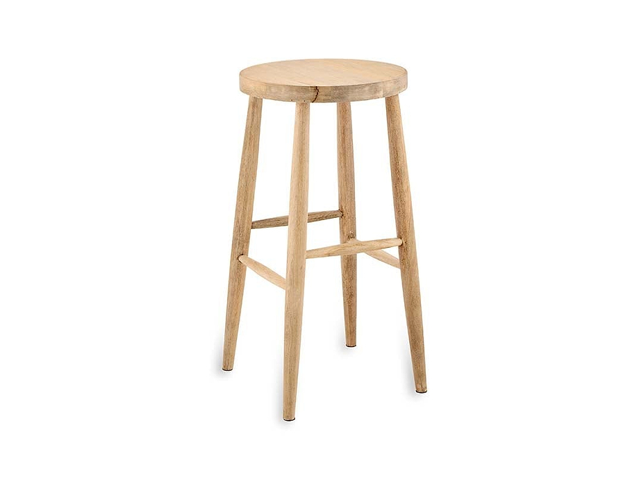 Mengwi Mango Wood Round Bar Stool - Natural