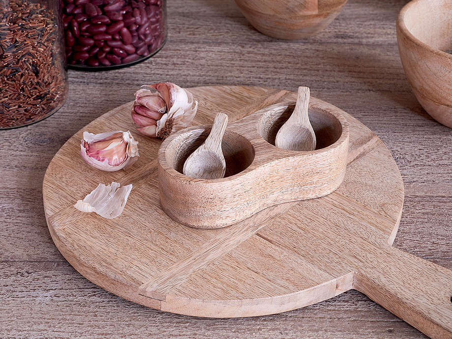 Milaku Mango Wood Salt & Pepper Server - Natural