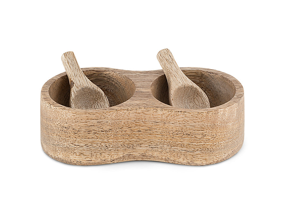 Milaku Mango Wood Salt & Pepper Server - Natural