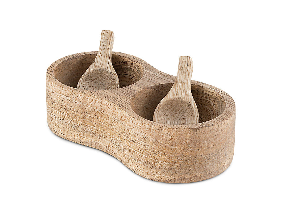 Milaku Mango Wood Salt & Pepper Server - Natural