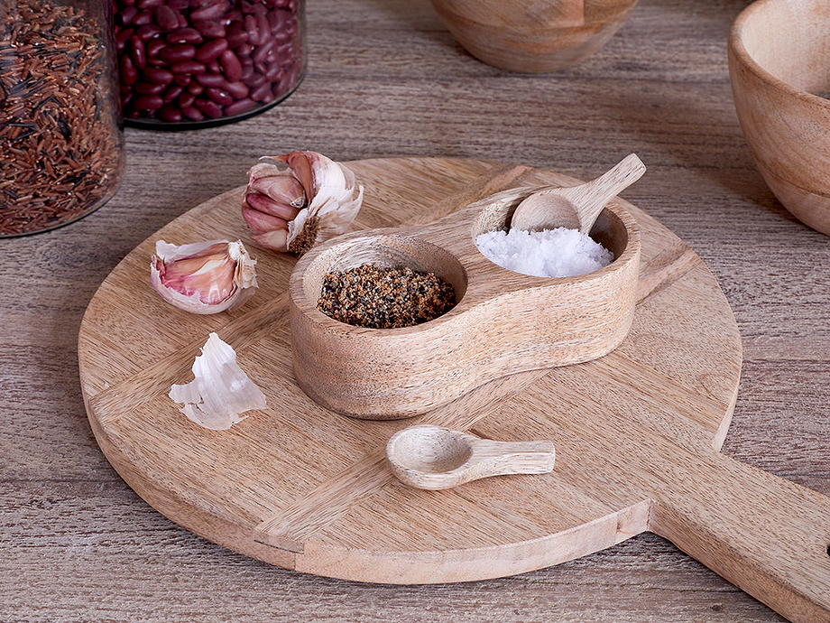 Milaku Mango Wood Salt & Pepper Server - Natural