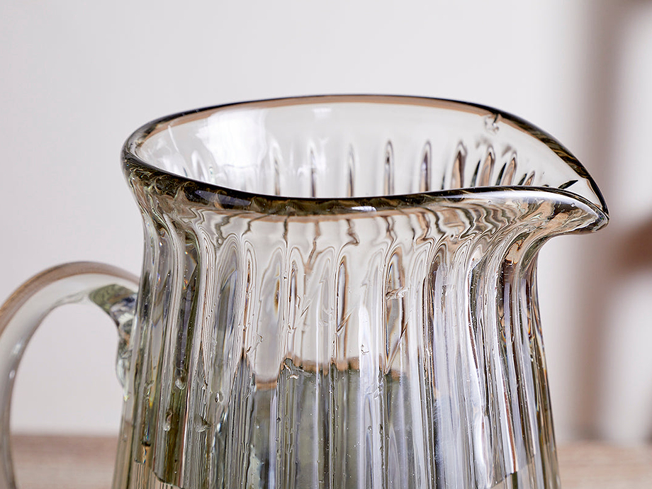 Minati Ribbed Glass Jug - Clear