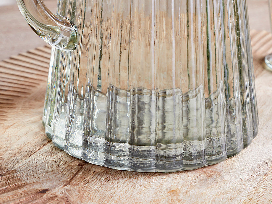 Minati Ribbed Glass Jug - Clear